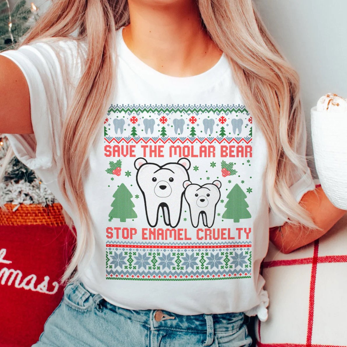 Save the Molar Bear Ugly Christmas T-Shirt