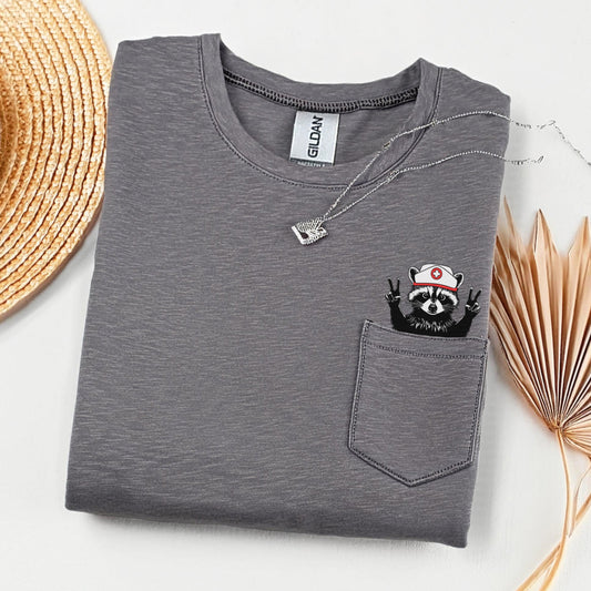 Raccoon Nurse Pocket T-Shirt