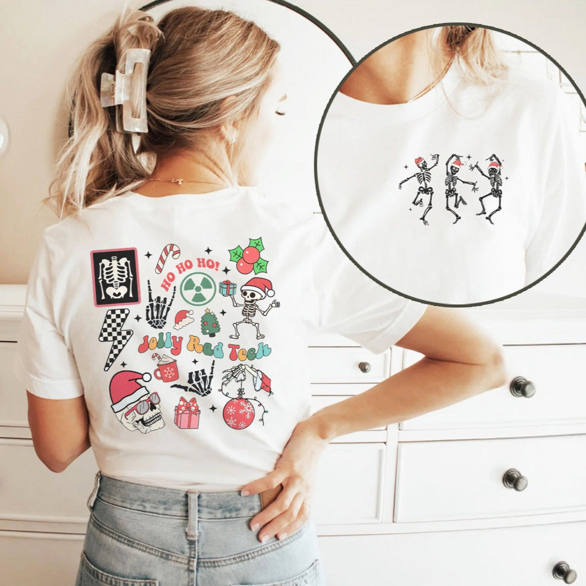 Radiology Christmas Doodles (Back Design) T-Shirt