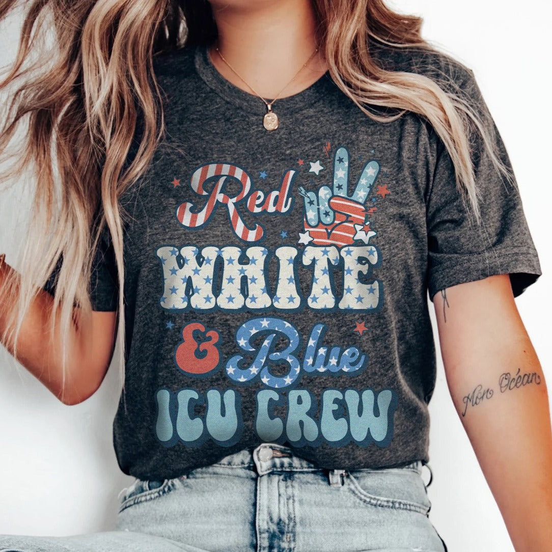 Red, White & Blue ICU Crew T-Shirt