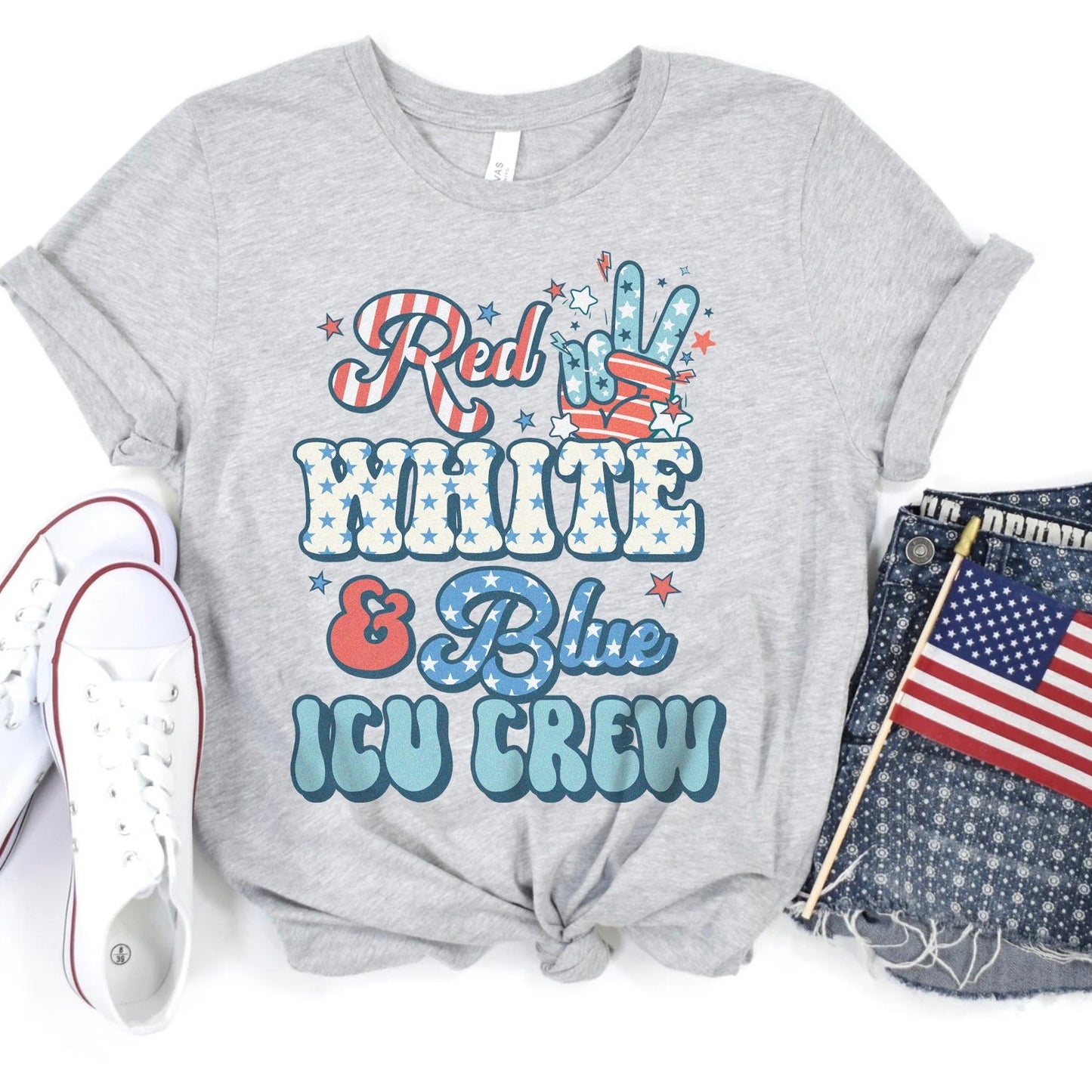 Red, White & Blue ICU Crew T-Shirt