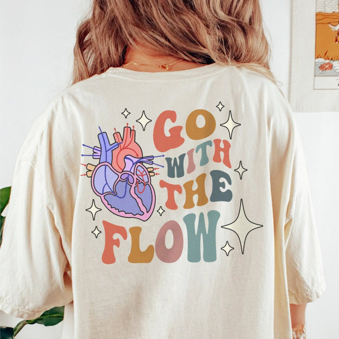 Retro Go with the (Heart) Flow (Back Design) T-Shirt