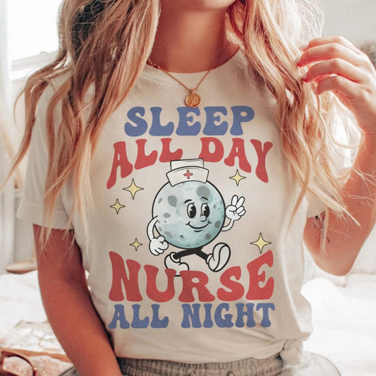 Retro Nurse All Night T-Shirt
