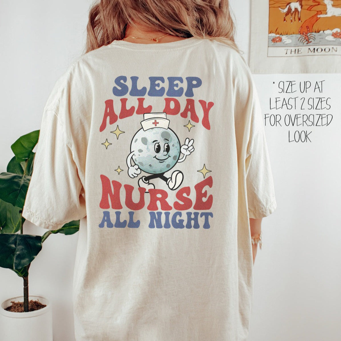 Retro Nurse All Night Back Design T-Shirt