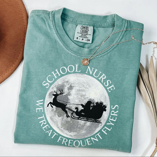 School Nurse Frequent Flyers Christmas T-Shirt