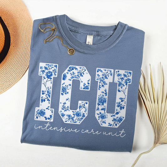 Floral Varsity ICU T-Shirt