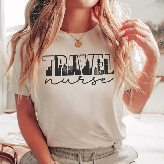 Travel Nurse Skyline Silhouette T-Shirt