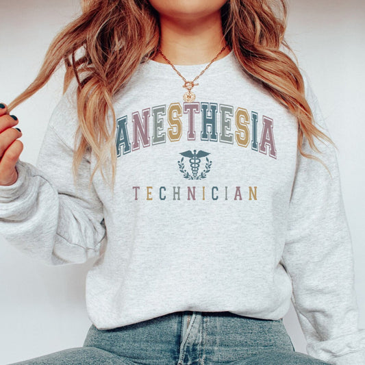 Colorful Varsity Anesthesia Tech Sweatshirt