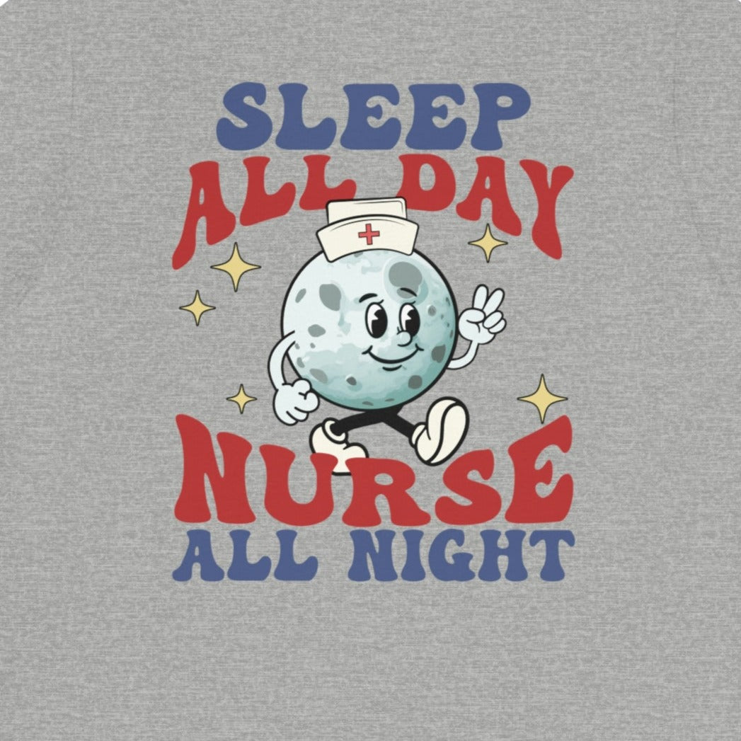 Retro Nurse All Night Back Design T-Shirt