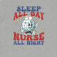 Retro Nurse All Night Back Design T-Shirt