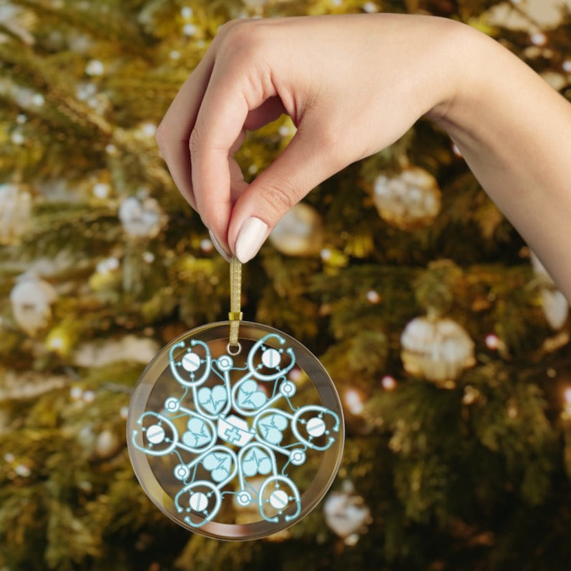 Nurse Snowflake Glass Ornament