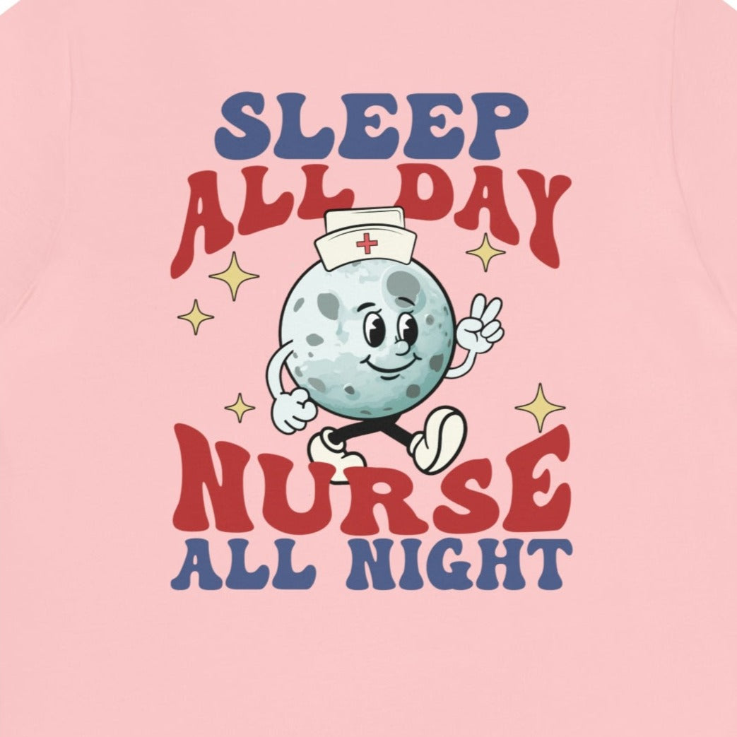 Retro Nurse All Night Back Design T-Shirt