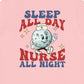 Retro Nurse All Night Back Design T-Shirt