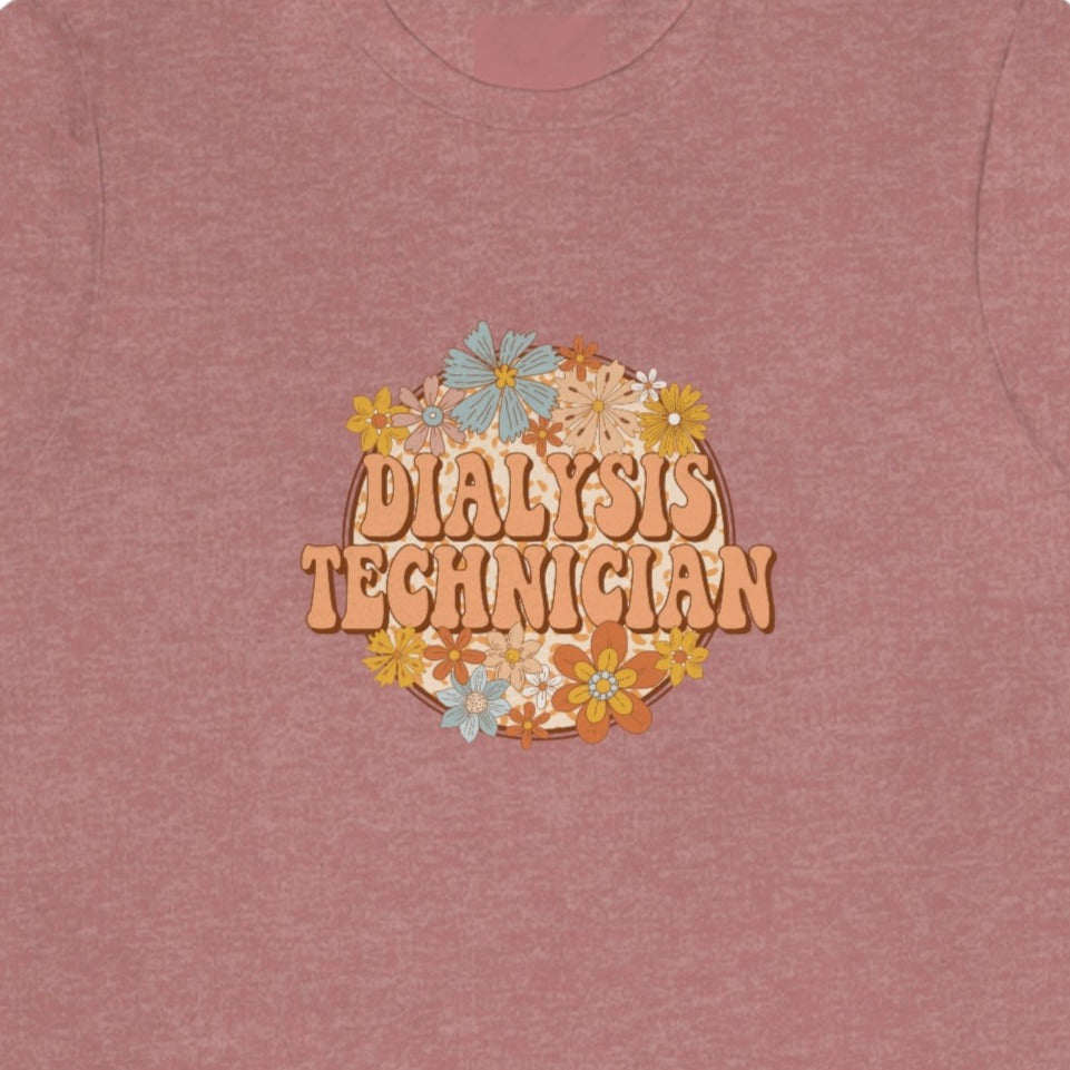 Retro Floral Dialysis Technician T-Shirt