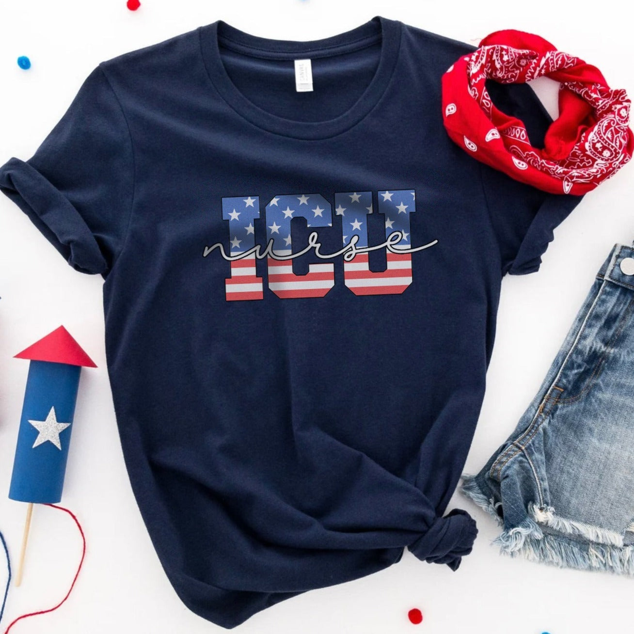 Stars & Stripes ICU Nurse T-Shirt