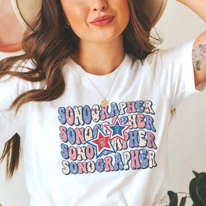 Retro 4th of July Sonographer T-Shirt