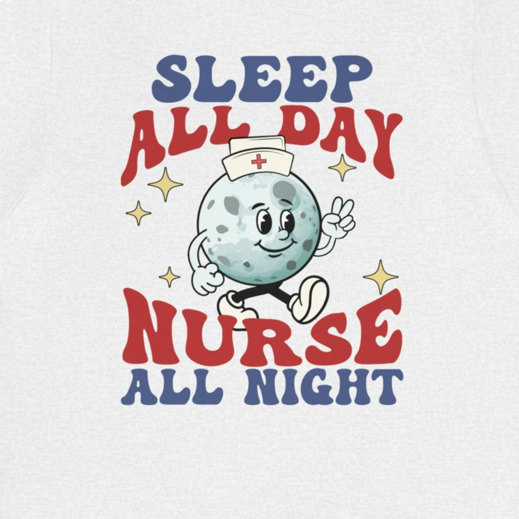 Retro Nurse All Night Back Design T-Shirt