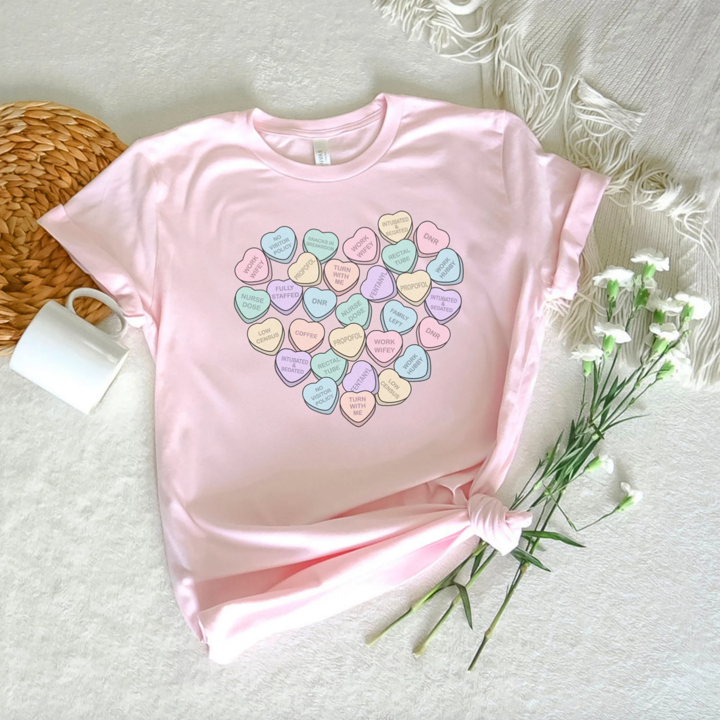 ICU Nurse Conversation Hearts T-Shirt