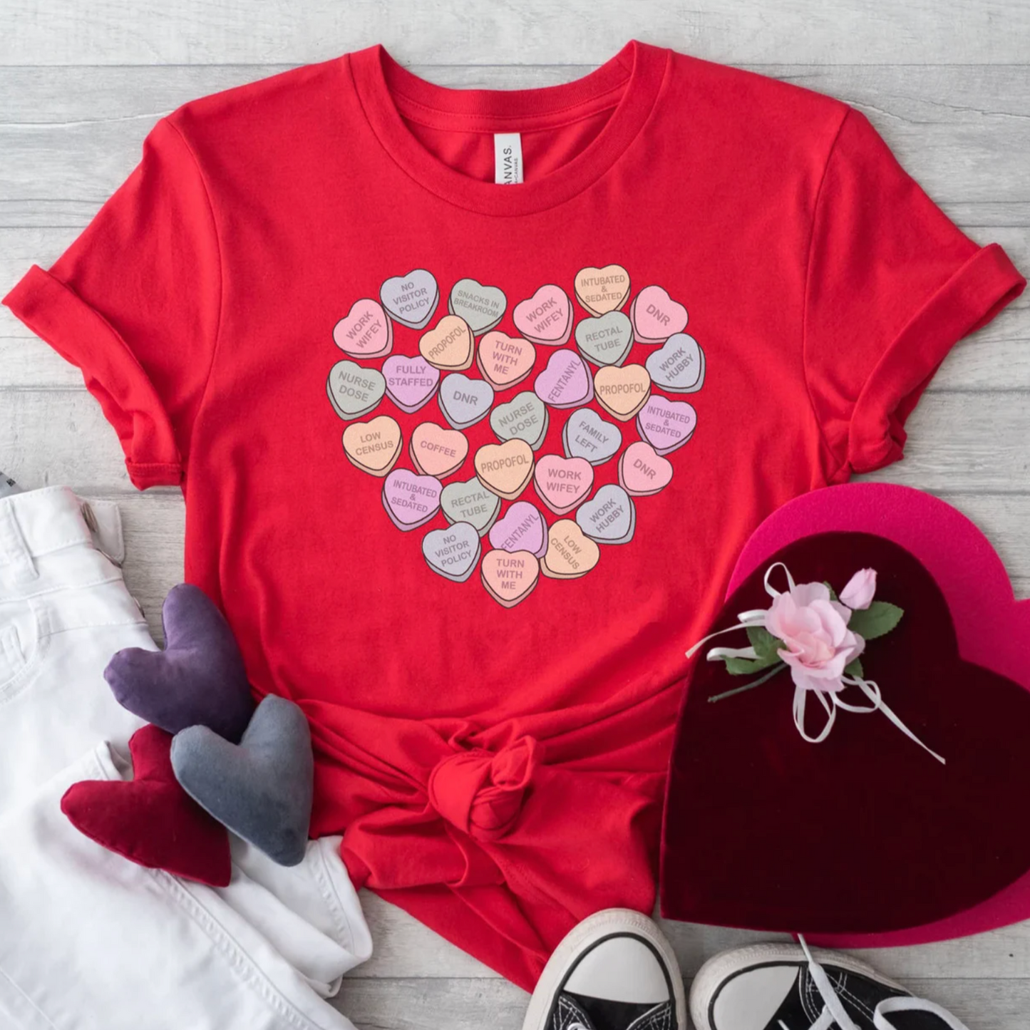 ICU Nurse Conversation Hearts T-Shirt