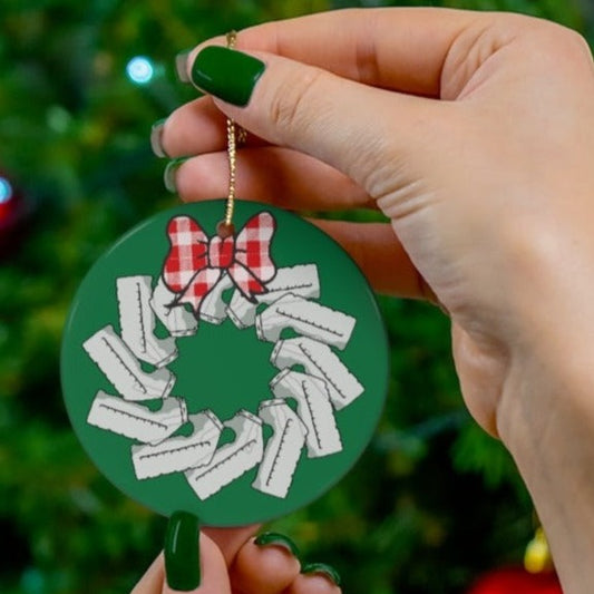 Urinal Wreath Ceramic Ornament