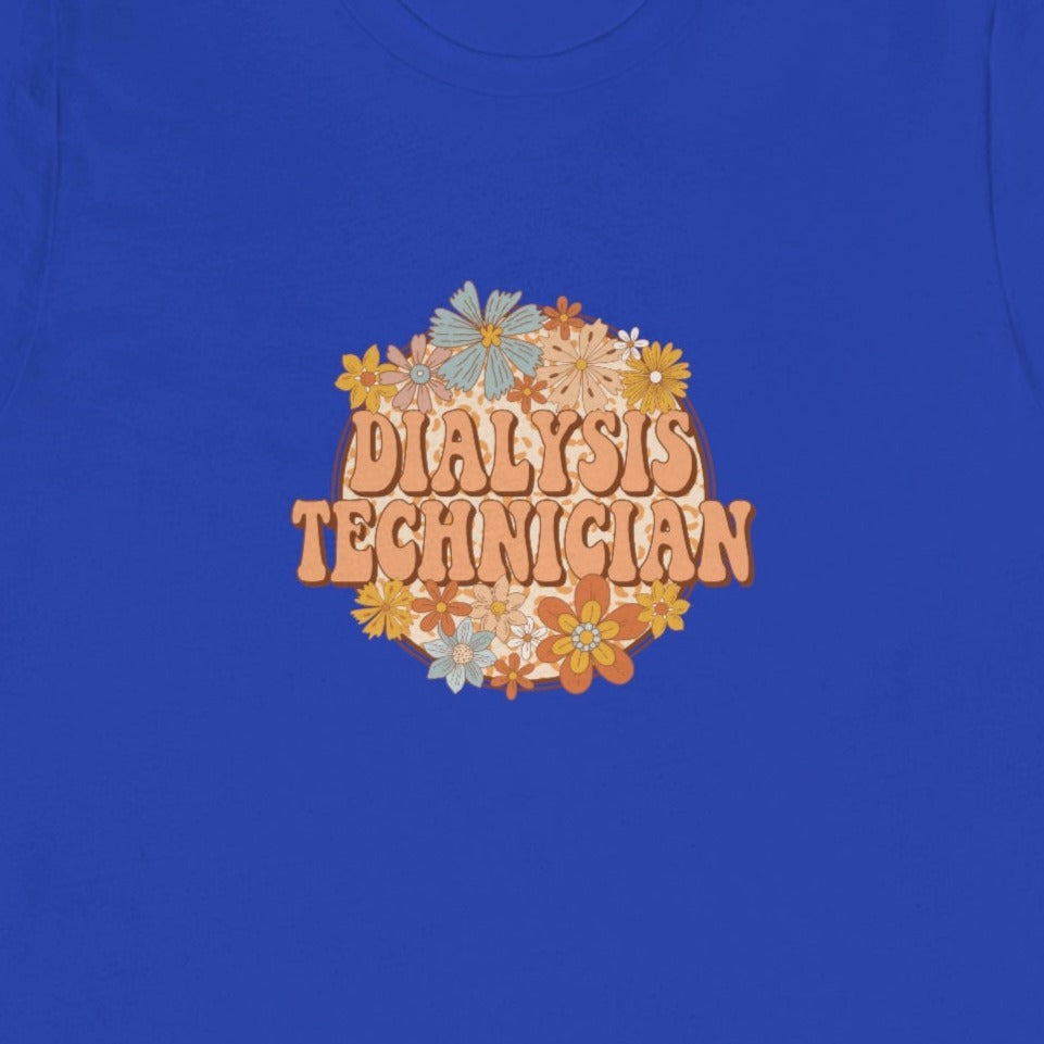 Retro Floral Dialysis Technician T-Shirt