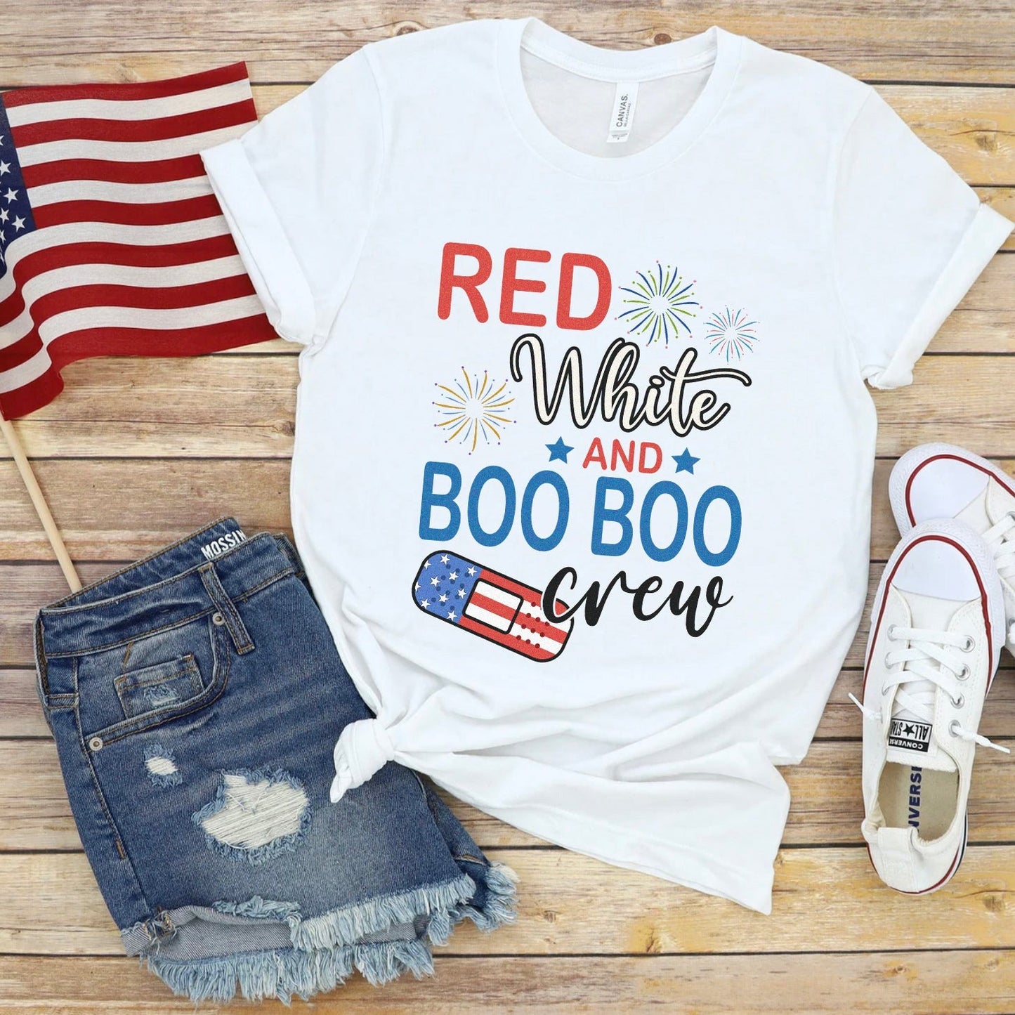 Red, White & Boo Boo Crew T-Shirt