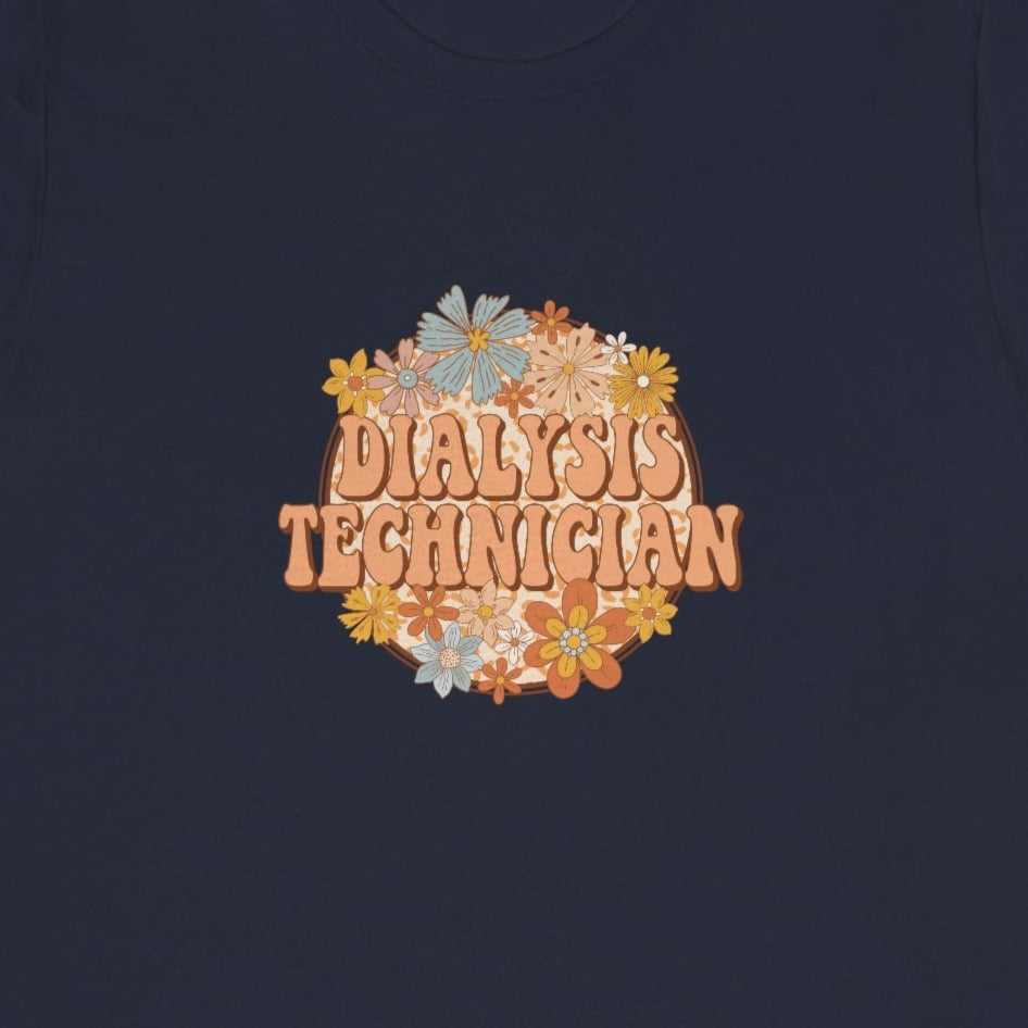 Retro Floral Dialysis Technician T-Shirt