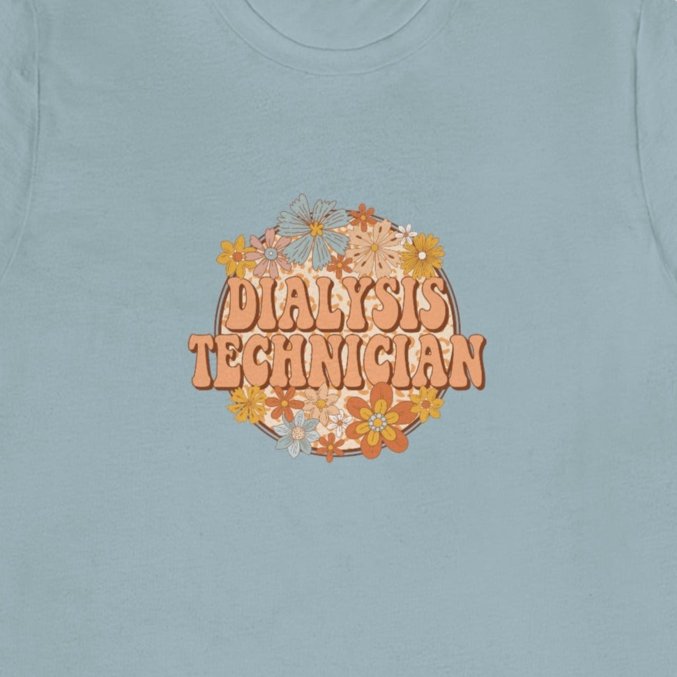 Retro Floral Dialysis Technician T-Shirt