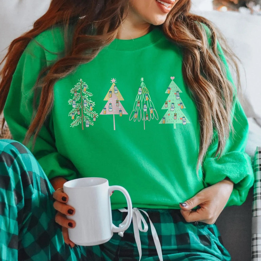 Hand Drawn Christmas Trees Sweatshirt