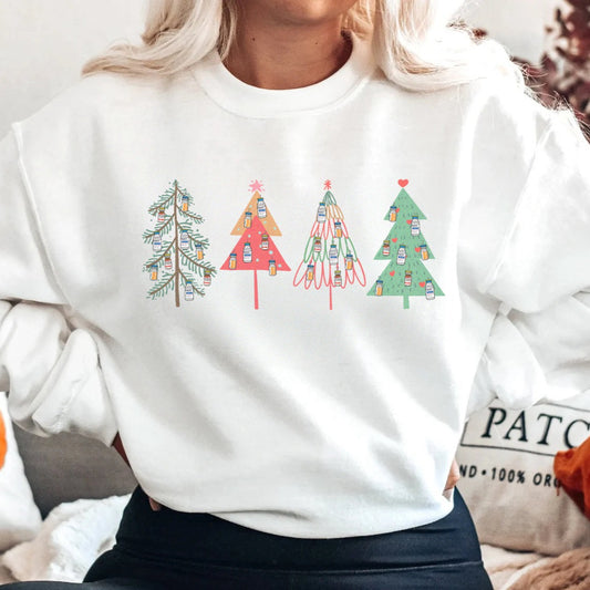 Hand Drawn Christmas Trees Sweatshirt