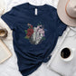 Floral Brain Heart Anatomy T-Shirt