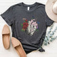 Floral Brain Heart Anatomy T-Shirt