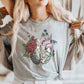 Floral Brain Heart Anatomy T-Shirt