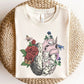 Floral Brain Heart Anatomy T-Shirt