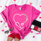 Floral Heart Stethoscope T-Shirt