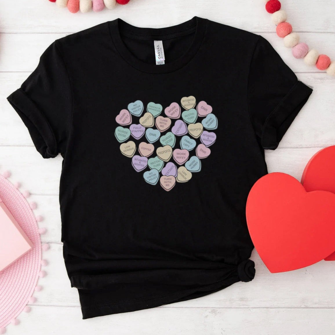 ICU Nurse Conversation Hearts T-Shirt