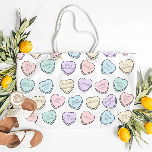 ICU Nurse Conversation Hearts Weekender Tote Bag