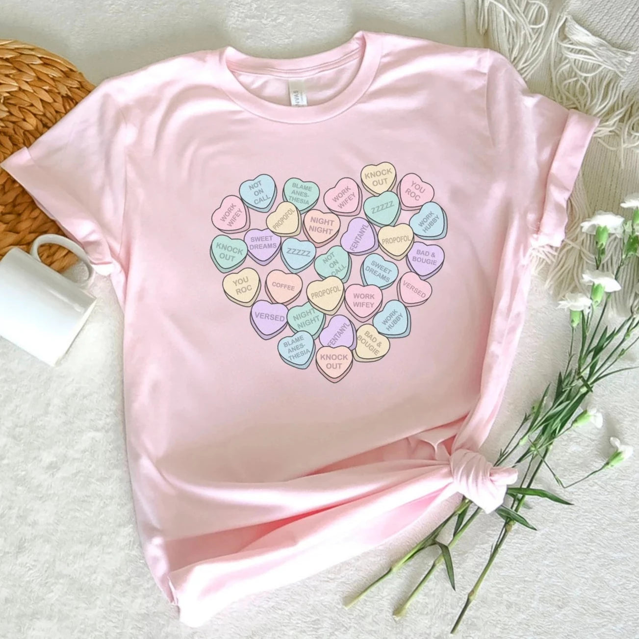 CRNA Conversation Hearts T-Shirt