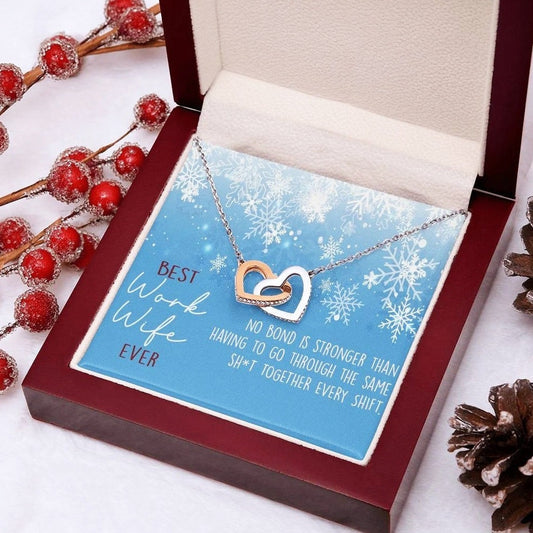 Best Work Wife Ever Christmas Hearts Necklace