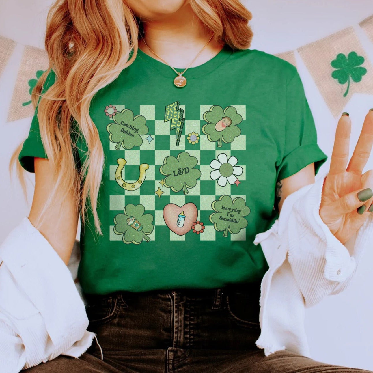 Checkered L&D St Patrick's Day T-Shirt