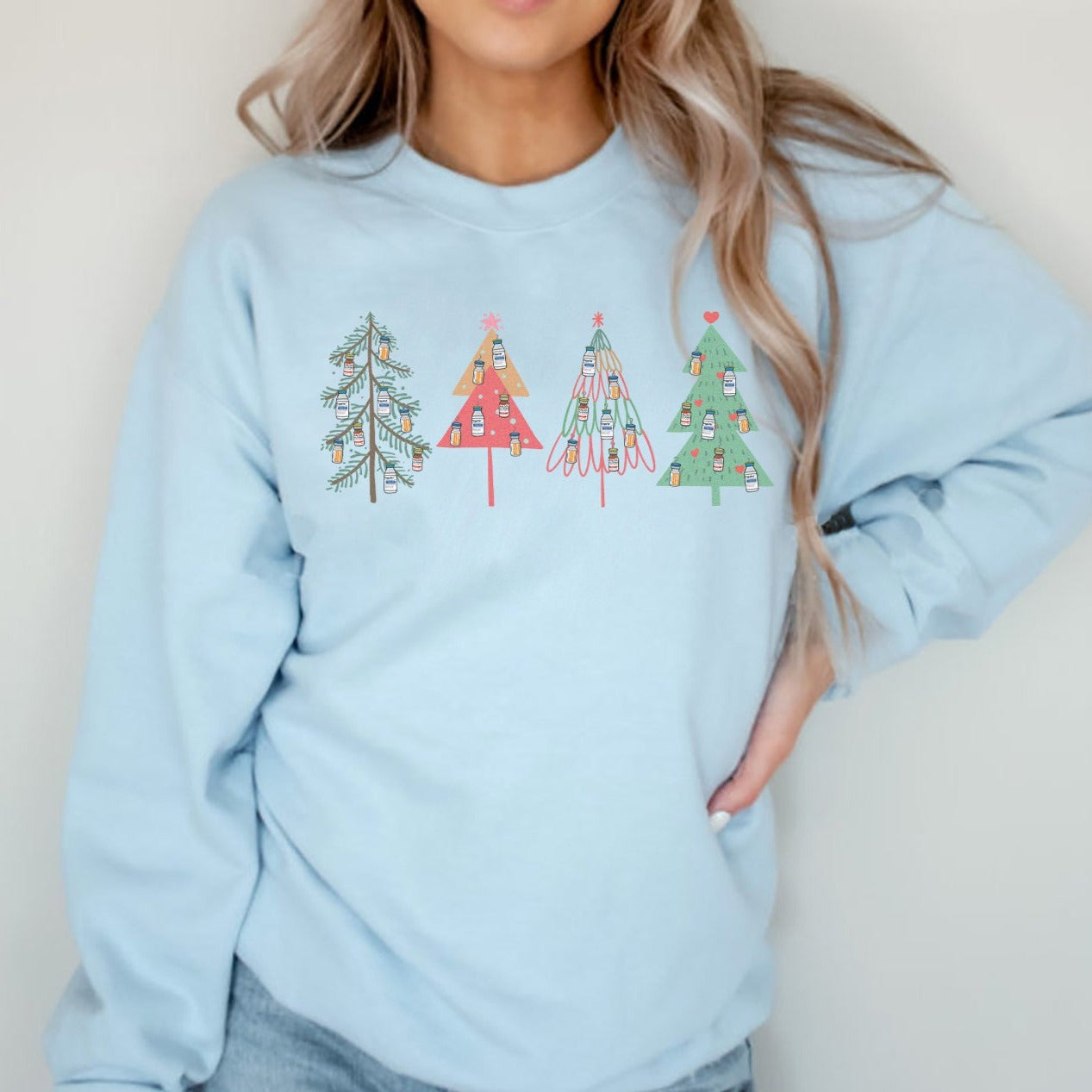 Hand Drawn Christmas Trees Sweatshirt