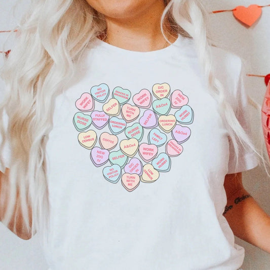 Med Surg Nurse Conversation Hearts T-Shirt