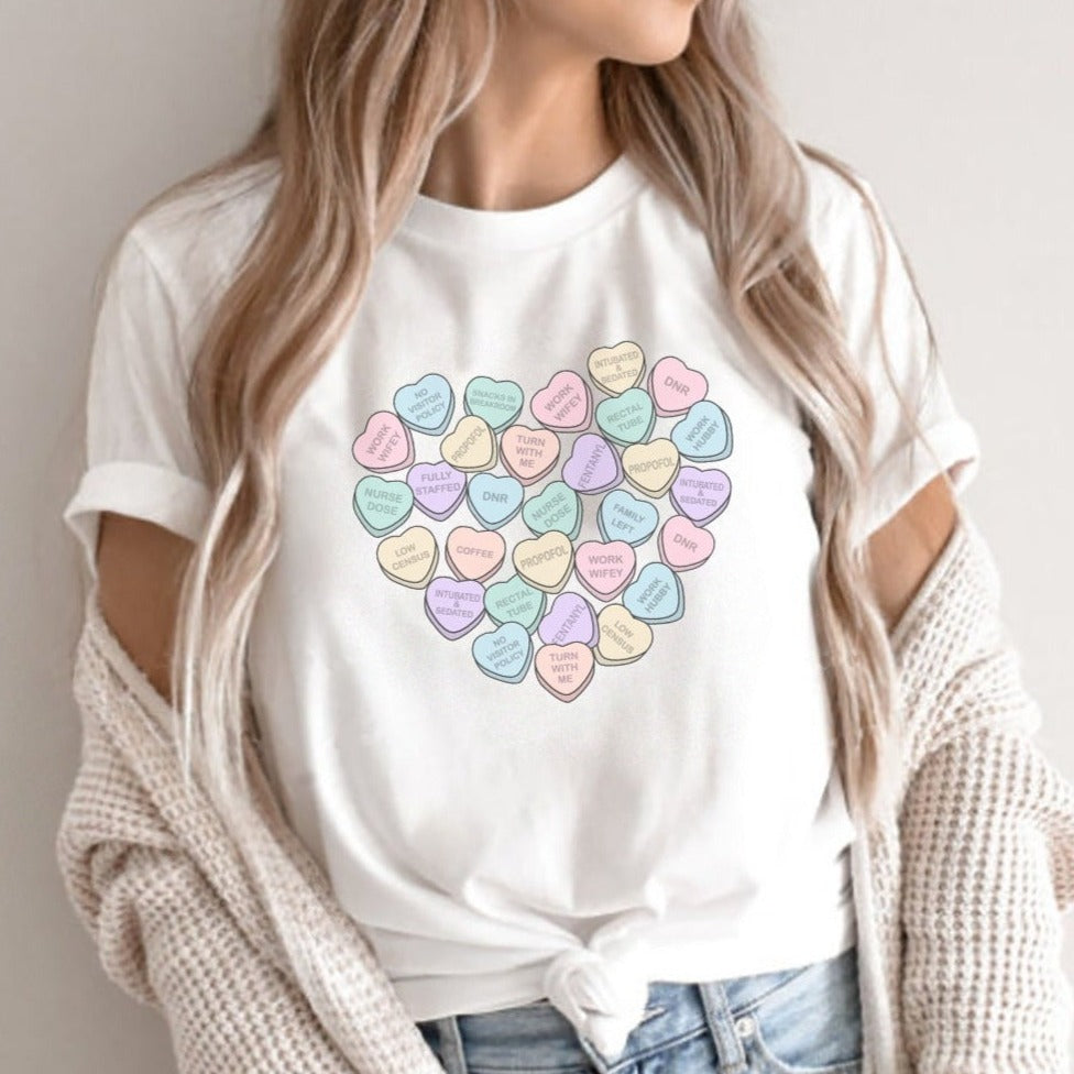 ICU Nurse Conversation Hearts T-Shirt