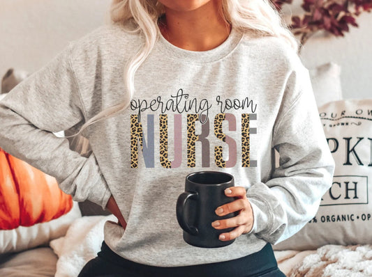OR Nurse Leopard Text Sweatshirt