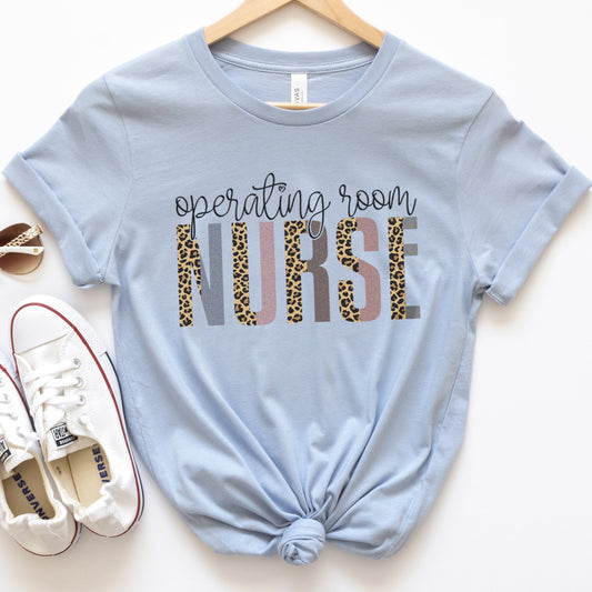 OR Nurse Leopard Text T-Shirt