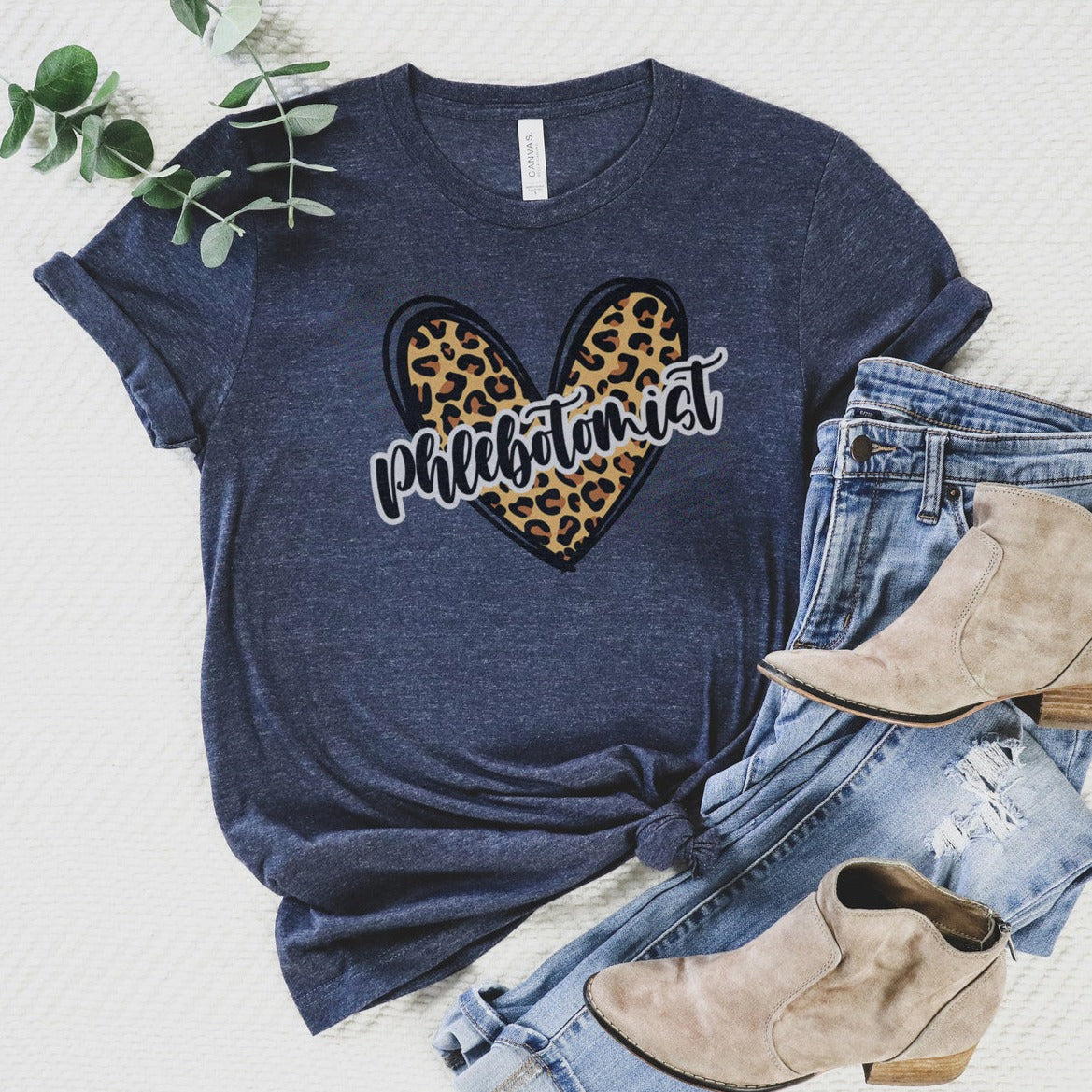 Phlebotomist Leopard Heart T-Shirt