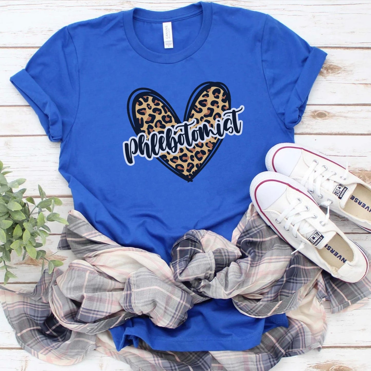 Phlebotomist Leopard Heart T-Shirt