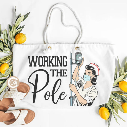Working the (IV) Pole Oversized Weekender Bag
