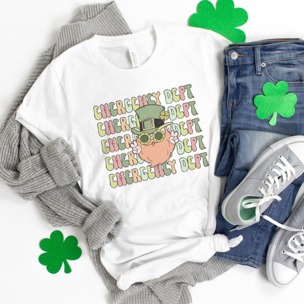 Retro Emergency Dept Leprechaun T-Shirt