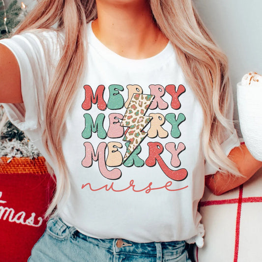 Retro Merry Nurse T-Shirt